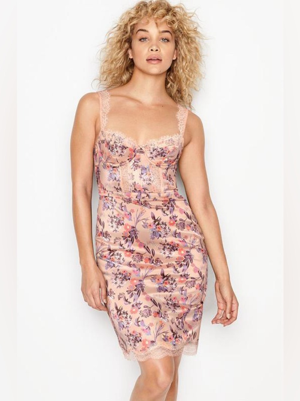 Victoria's Secret Pink Floral Satin Slip Dress